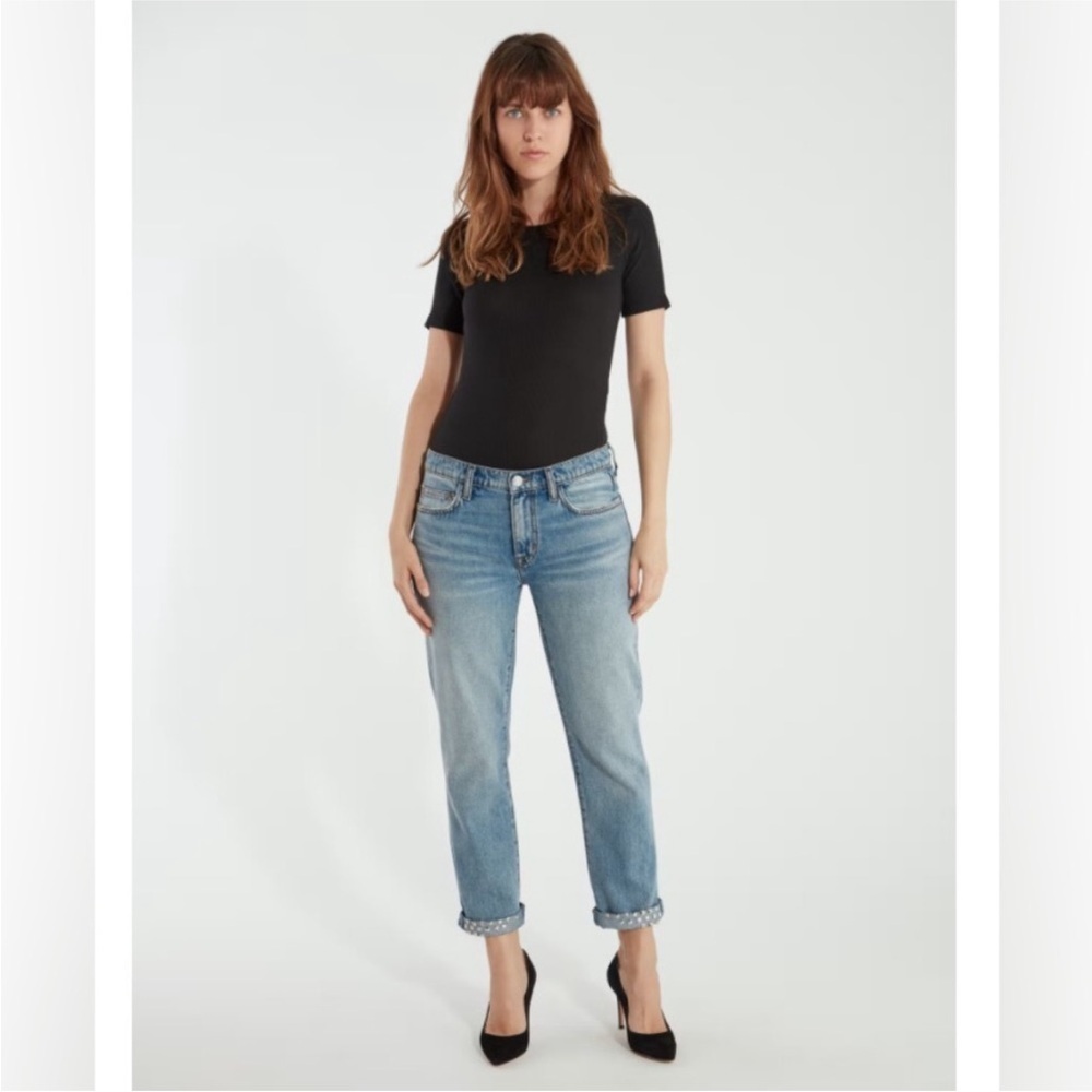 Current/Elliott NWT The Turnt Fling Studded Cuff Straight Crop Jeans Size 23 - Picture 13 of 13